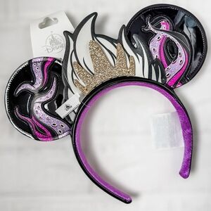 New Disney Ears Ursula Little Mermaid Black Purple Gold Glitter Headband